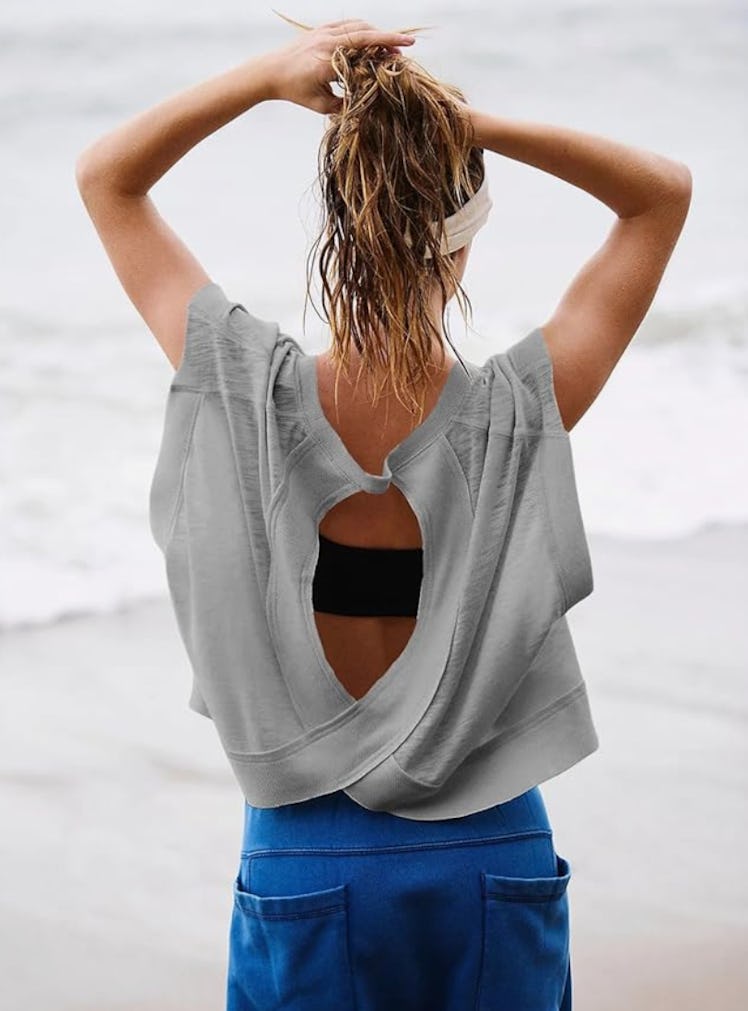 Kumufenc Open Back Workout Top