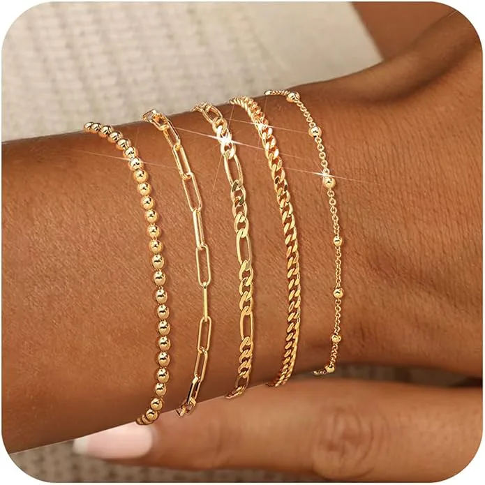 adoyi 14-Karat Gold-Plated Bracelets (Set of 5) 
