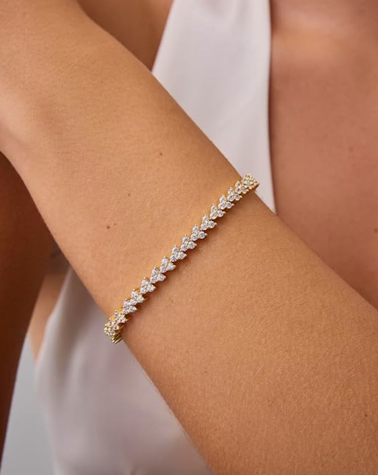 PAVOI Plated Simulated Diamond Tennis Bracelet 