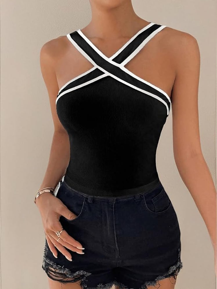 Floerns Crisscross Halter Top