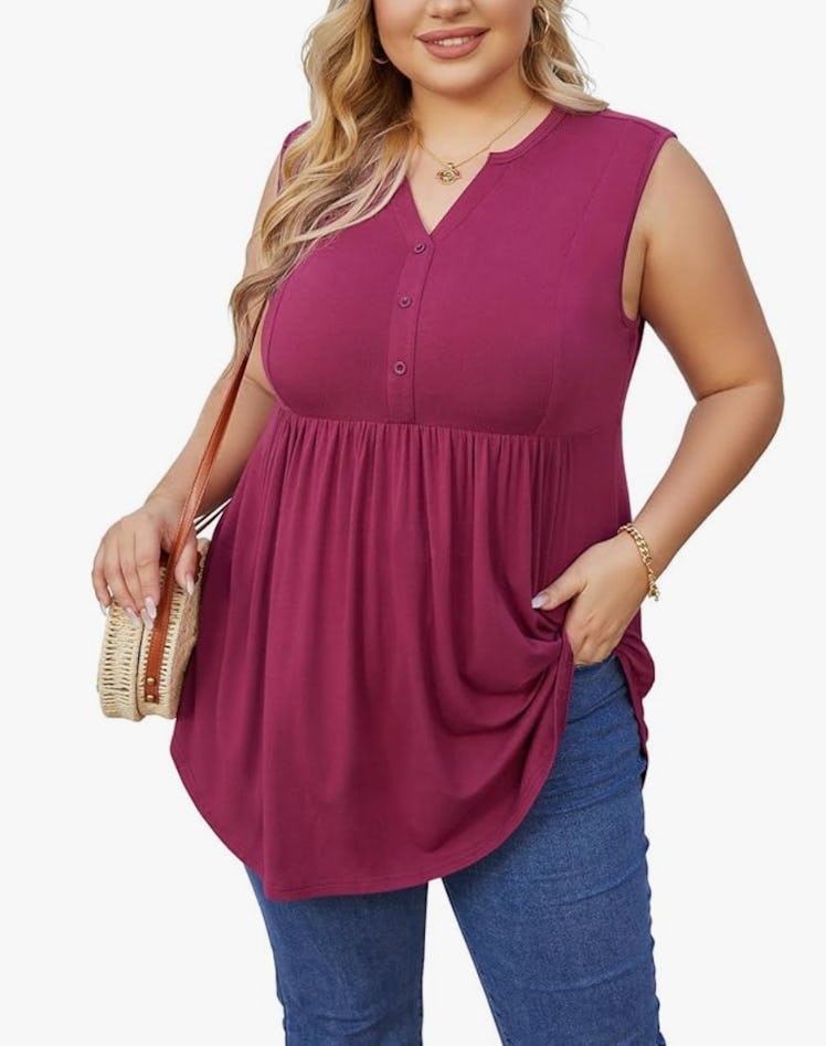 SHIJIALI Henley Pleated Tunic