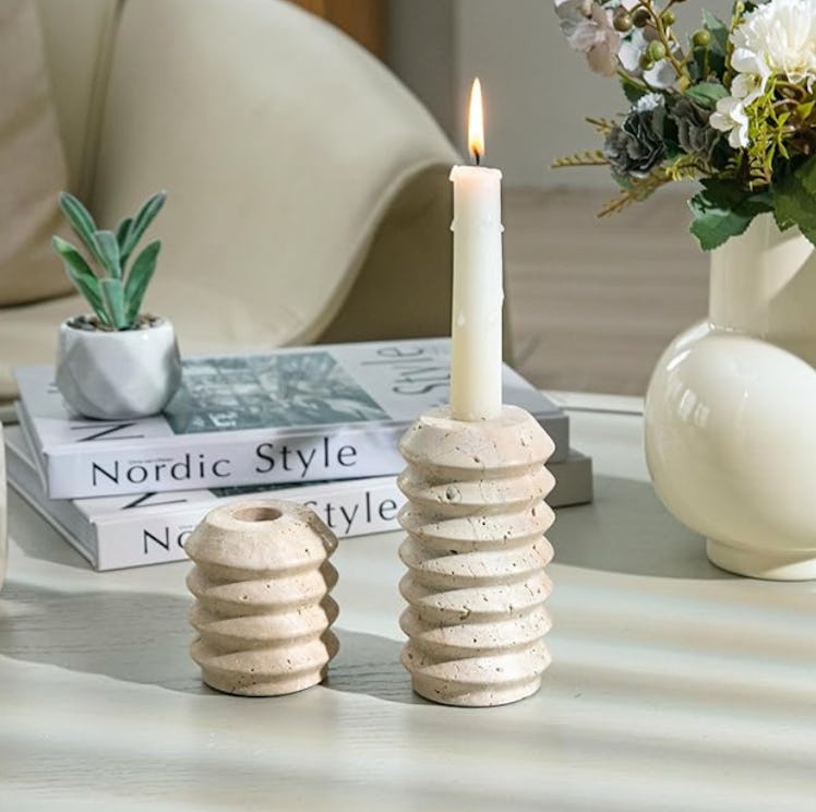 WORHE Stone Candle Holders (2-Pieces)