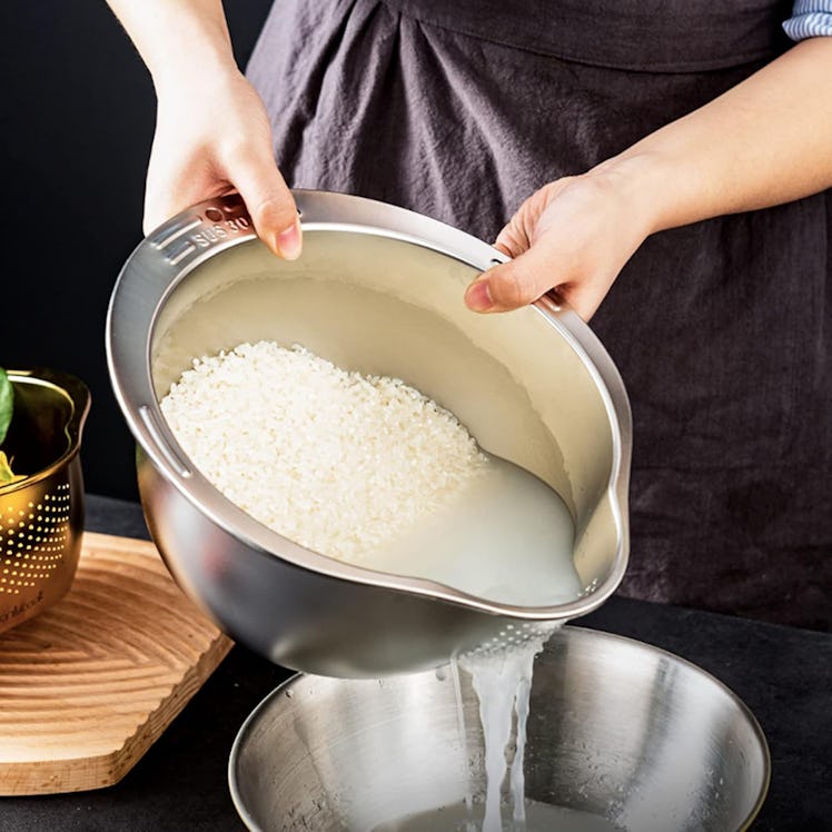 DOPMEP Rice Washer Strainer Bowl