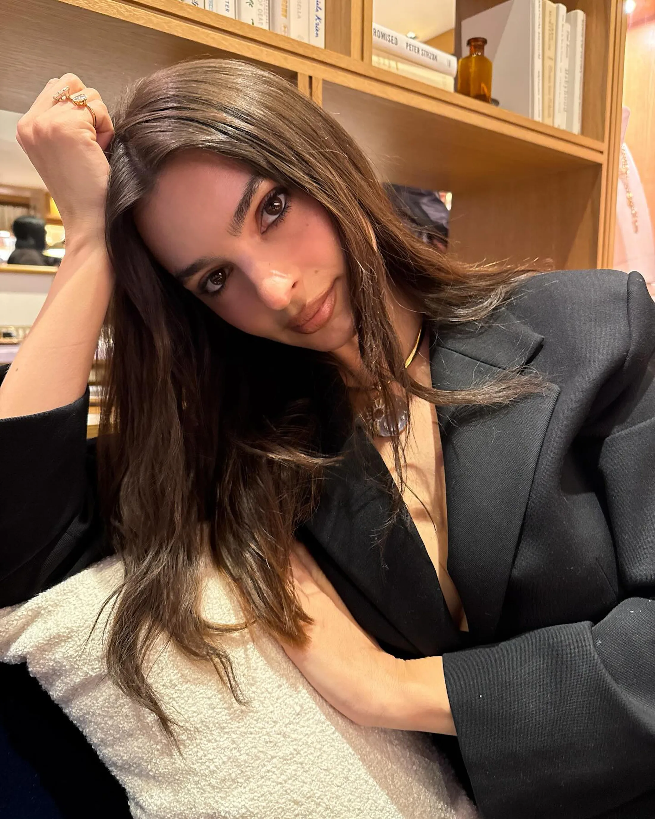 Emily Ratajkowski's Plunging Blazer Is A Spicy Corpcore Look