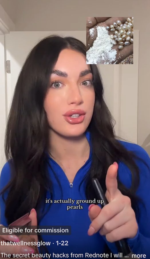 tiktoker shares pearl powder trend