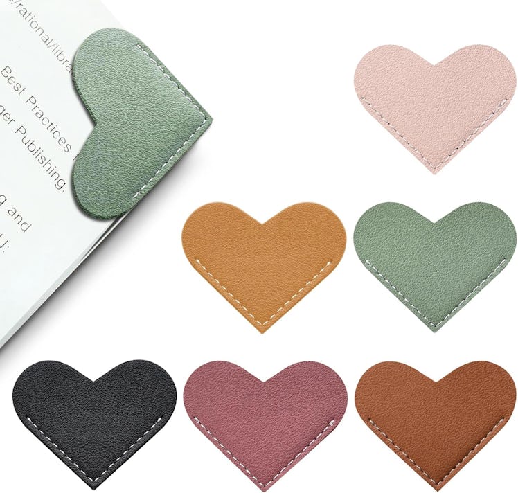 Winjeto Leather Heart Bookmarks (6 Pieces)