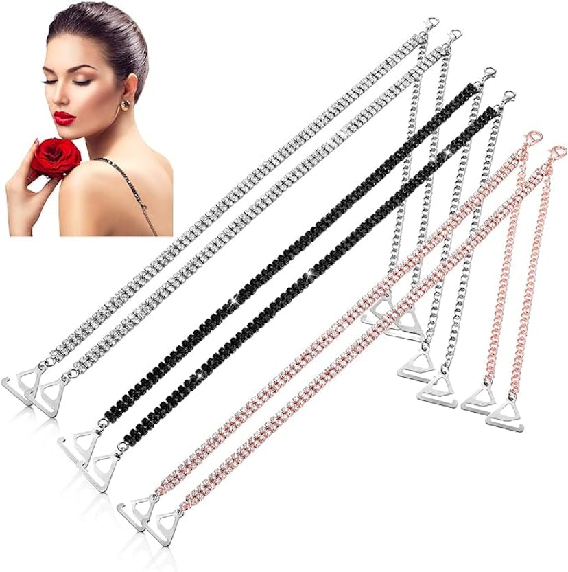 SATINIOR Rhinestone Bra Strap (3-Pack)