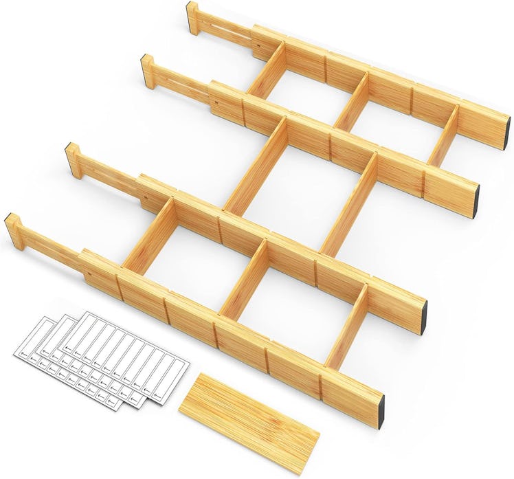 SpaceAid Bamboo Drawer Dividers (4-Pieces)