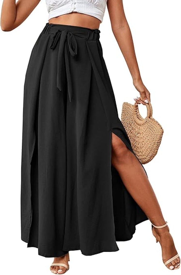 LYANER Palazzo Pants with Slit
