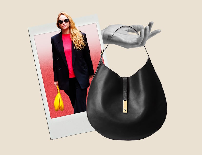 Jennifer Lawrence carrying Polo Ralph Lauren's ID Bag.