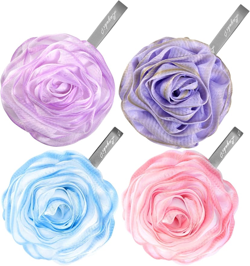 LAYUKI Rose Loofahs (4-Pack)