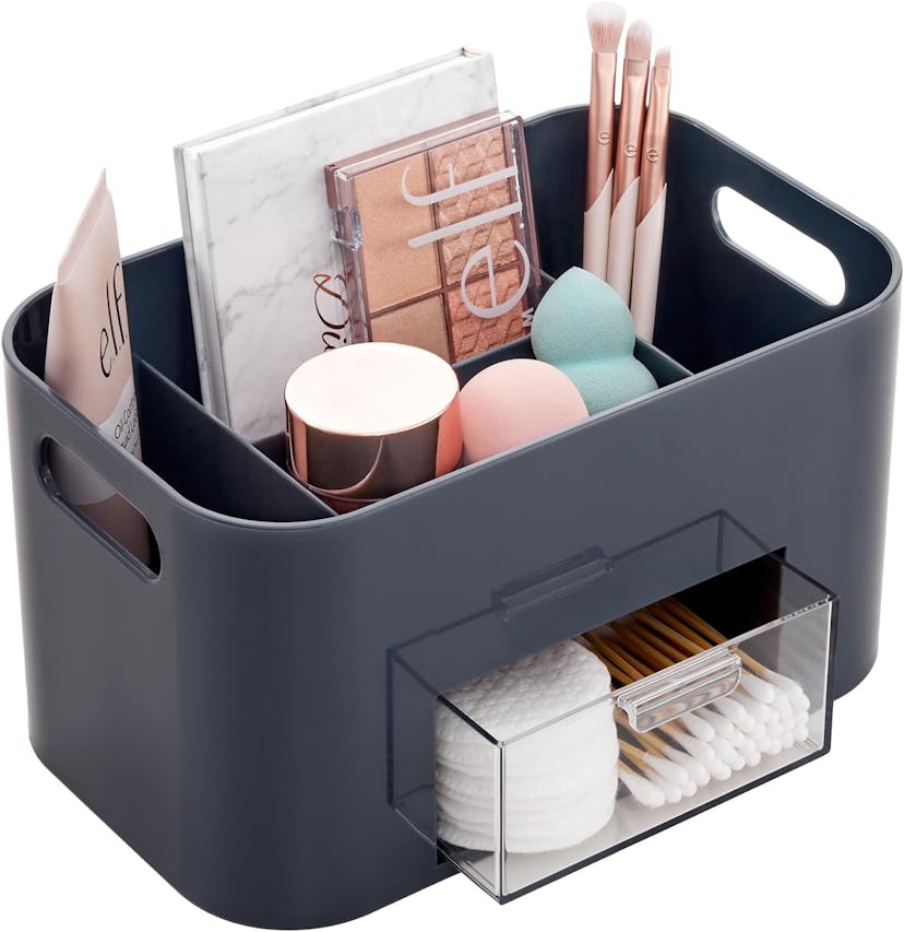 STORi Grey Makeup Organizer Box