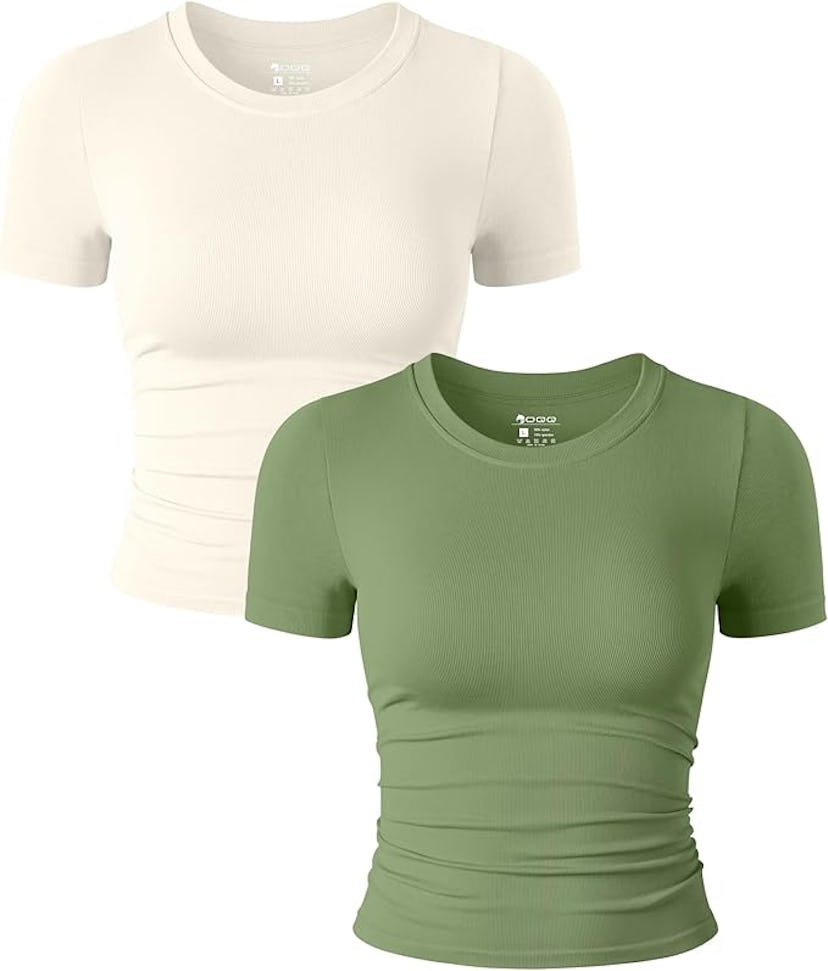 OQQ Fitted Crop Top Set (2-Pack)
