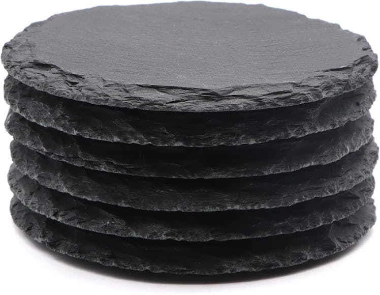 VIBRATITE Round Slate Drink Coasters (6-Pack)