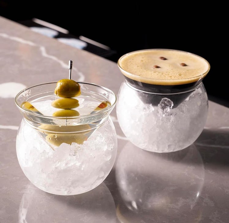 LEMONSODA Stemless Cocktail Glasses with Chillers (Set of 2)