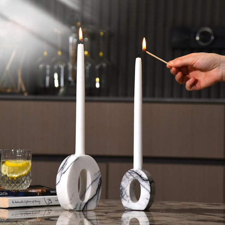 HAMAKAWA Marble Candle Holders (2 Pieces)