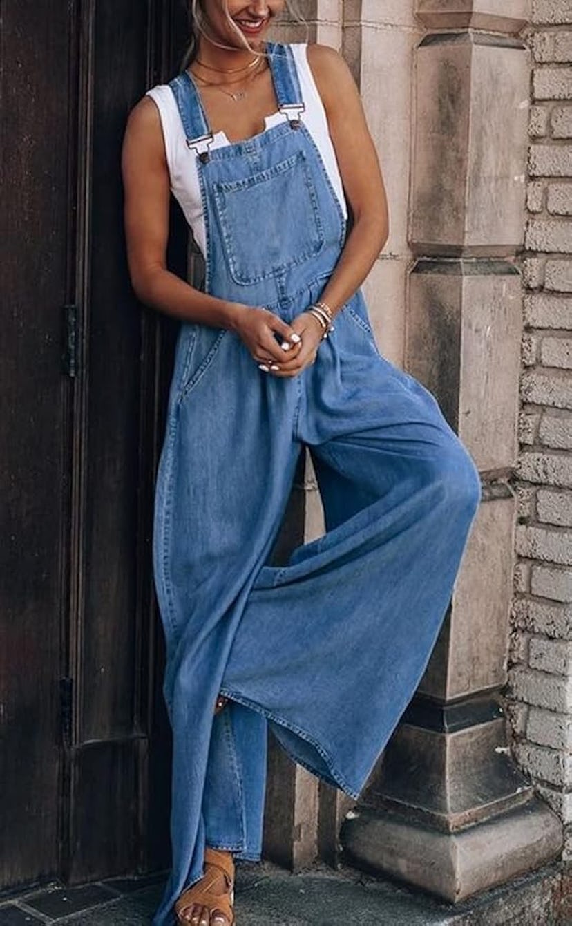 chouyatou Wide Leg Denim Overalls