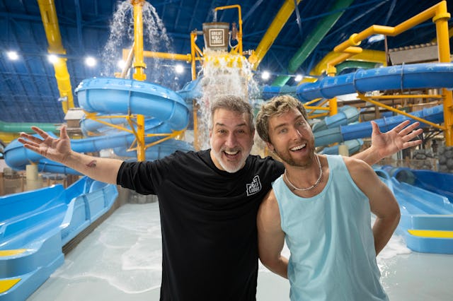 *NSYNC’s Joey Fatone and Lance Bass at Great Wolf Lodge, promoting the resorts "Gonna Be May" sale e...
