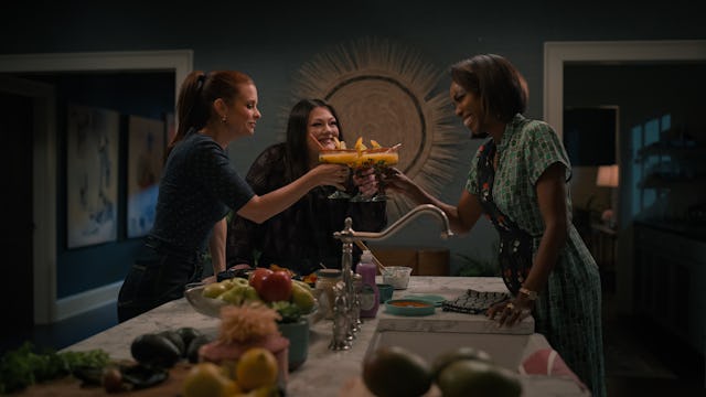 Sweet Magnolias. (L to R) JoAnna Garcia Swisher as Maddie Townsend, Brooke Elliott as Dana Sue Sulli...