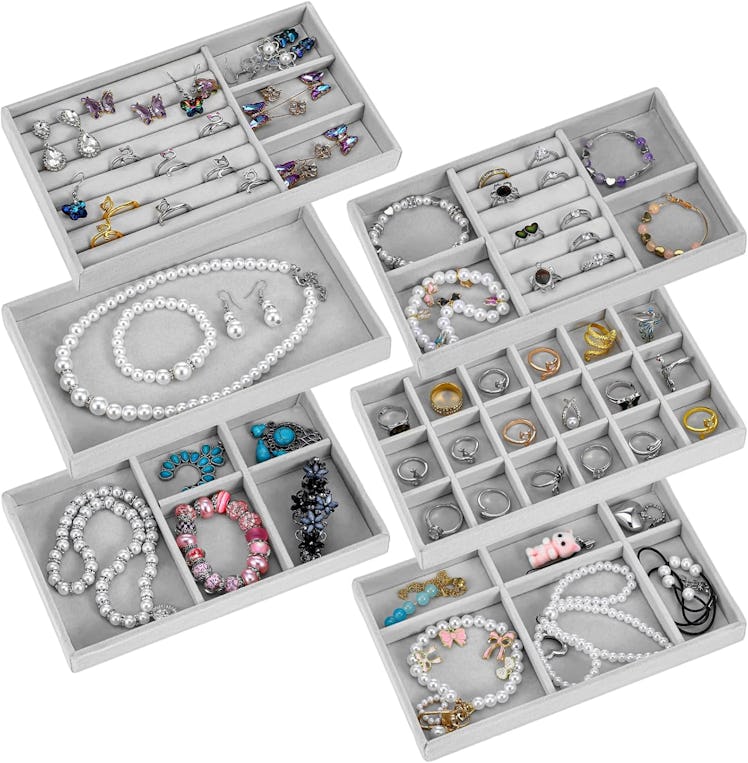 Abeillo Velvet Jewelry Trays (6-Pieces)
