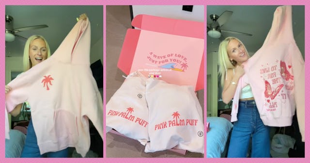 Pink Palm Puff hoodies are popular amongst tweens and teens.