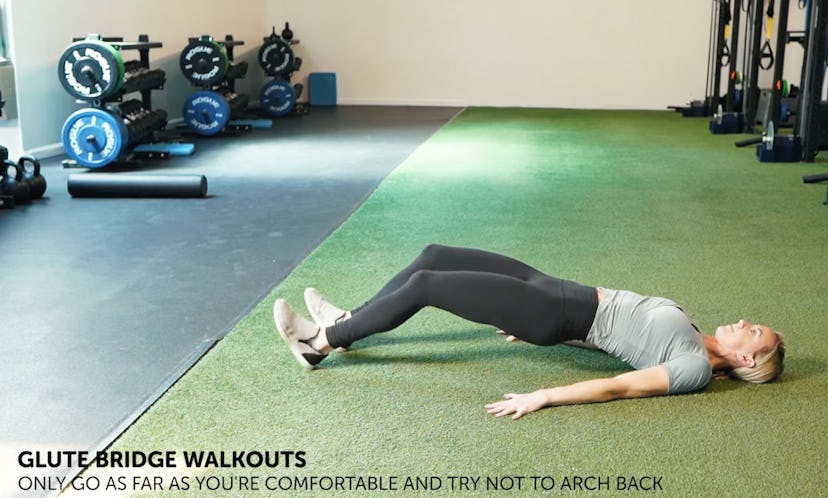 How to do glute bridge walk-outs.