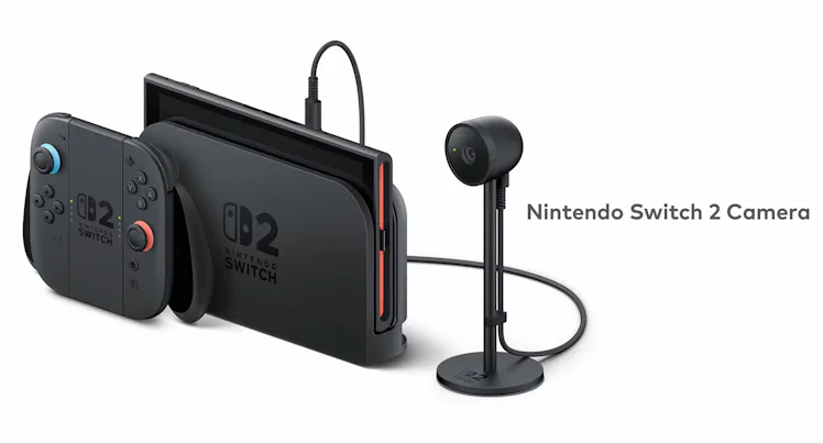 The Nintendo Switch 2 with Camera attached.