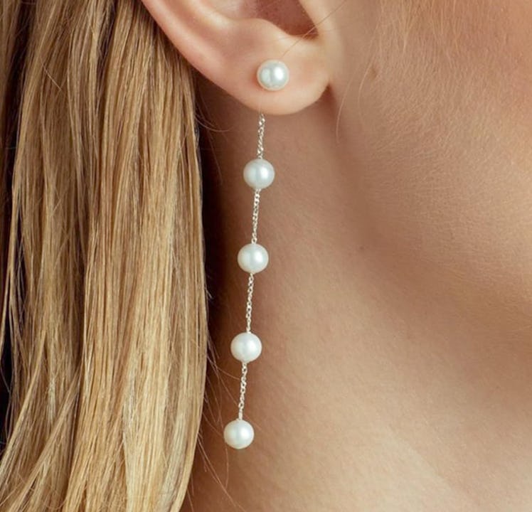 Trinckle Silver Pearl Drop Earrings