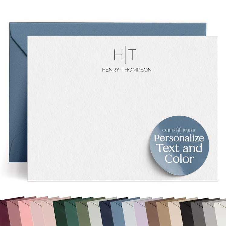 Curio Press Personalized Stationery Note Cards With Envelopes