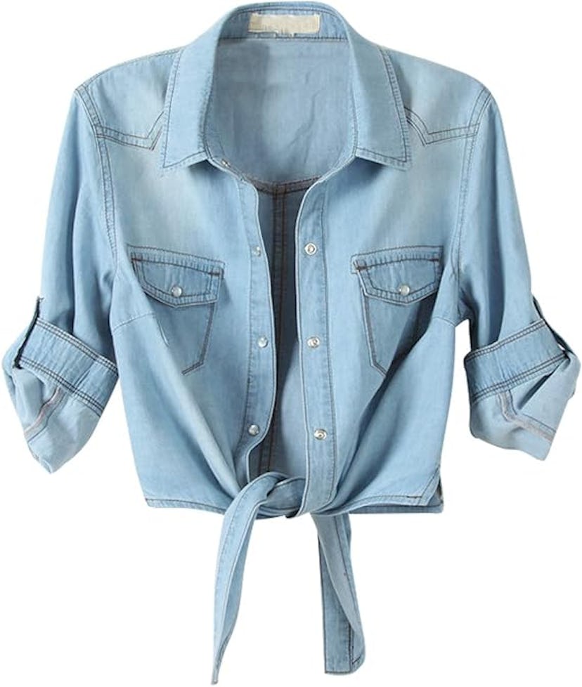 Omoone Denim Tie Knot Cardigan