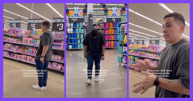 A dad shared how he taught his daughters how to be aware of their surroundings while shopping.