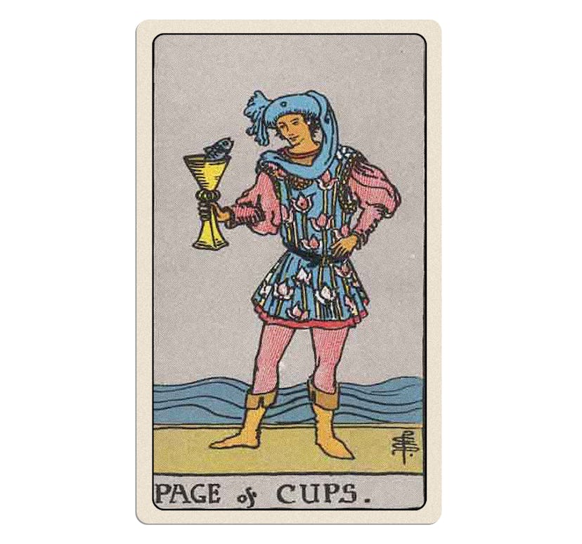 Your tarot card for Monday April 7, 2025 is the Page of Cups.