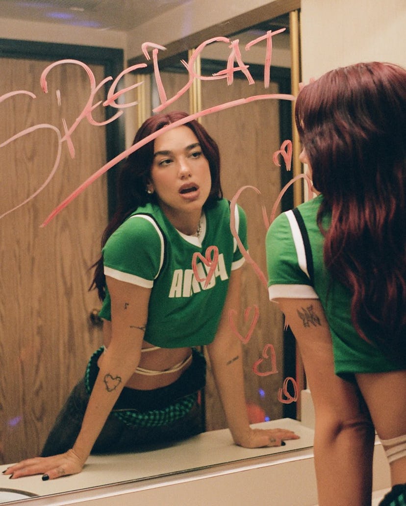 Dua Lipa bared her navel in a tiny crop top and boxers.