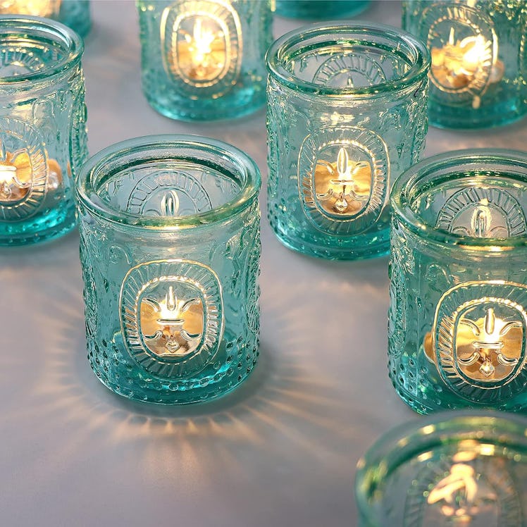 TripodBird Blue Votive Candle Holders (12-Pack)