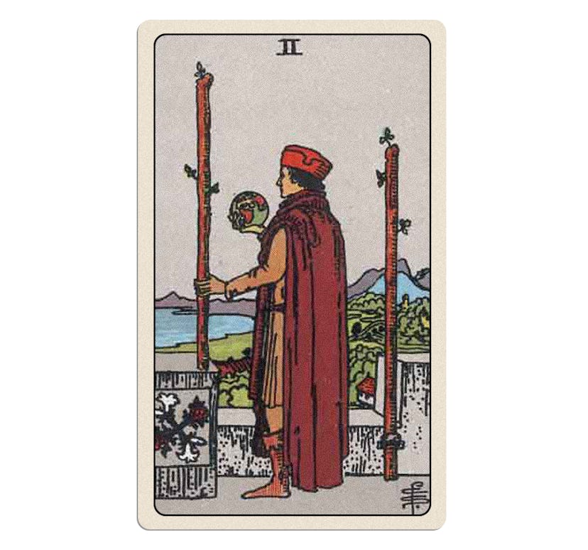 Your tarot card for Tuesday April 8, 2025 is the Two of Wands.