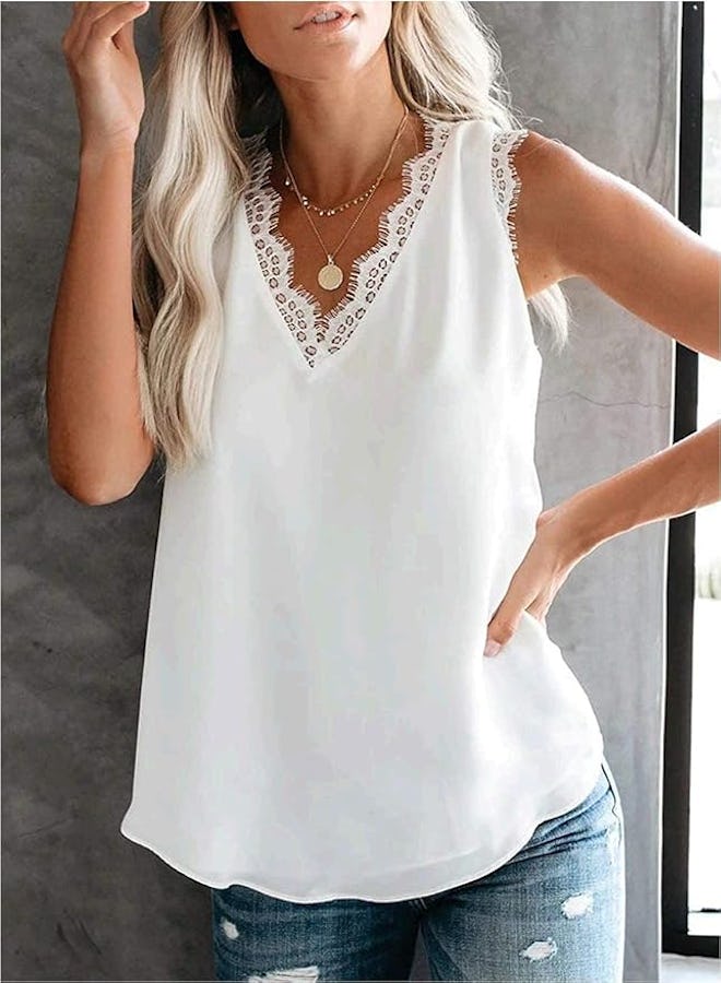 BLENCOT Lace Trim Tank Top