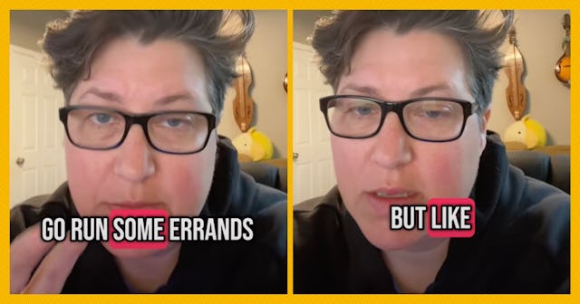 A person with short hair and glasses appears on screen, looking serious. Text overlays read, "GO RUN...