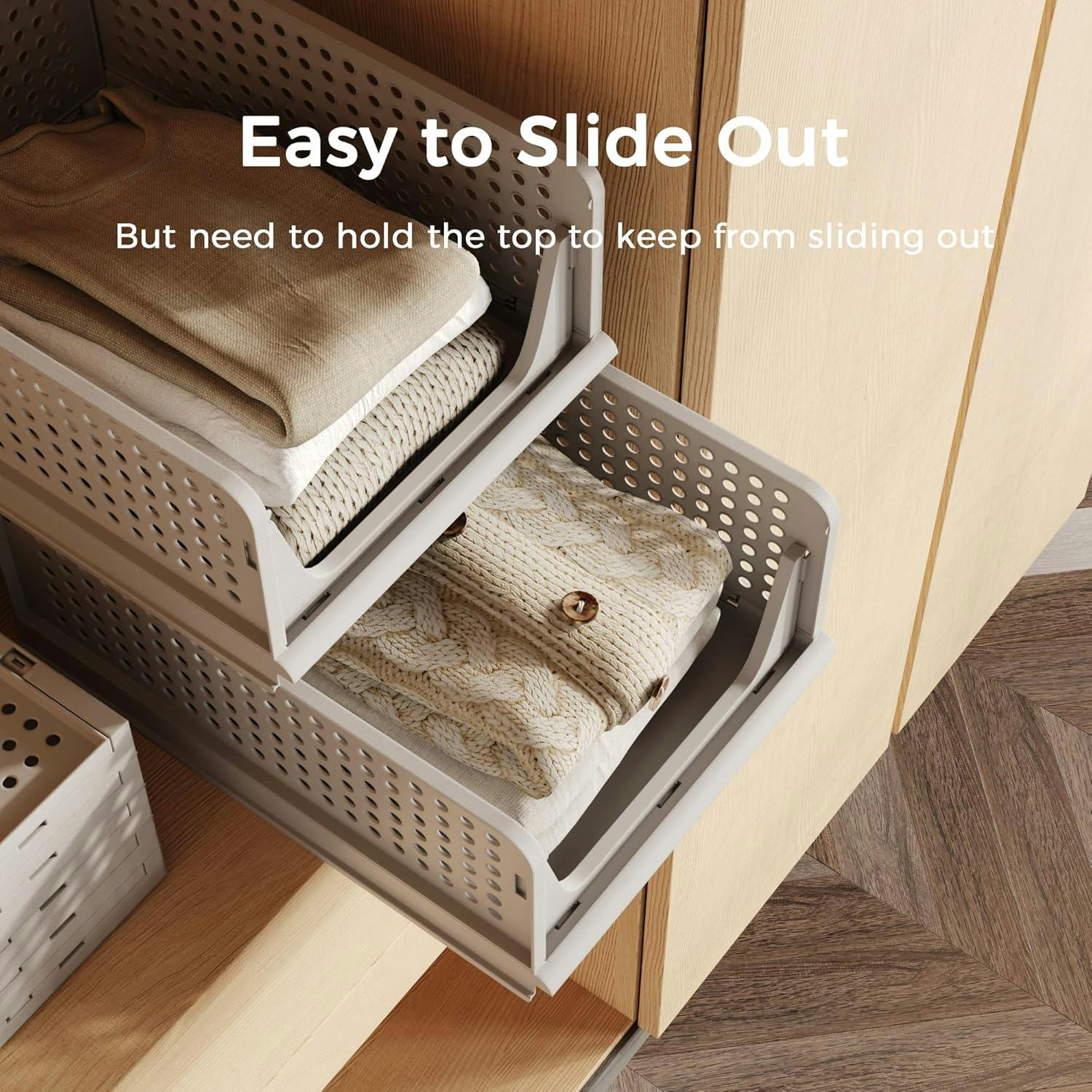 Pinkpum Stackable Plastic Storage Basket (4 Bins)