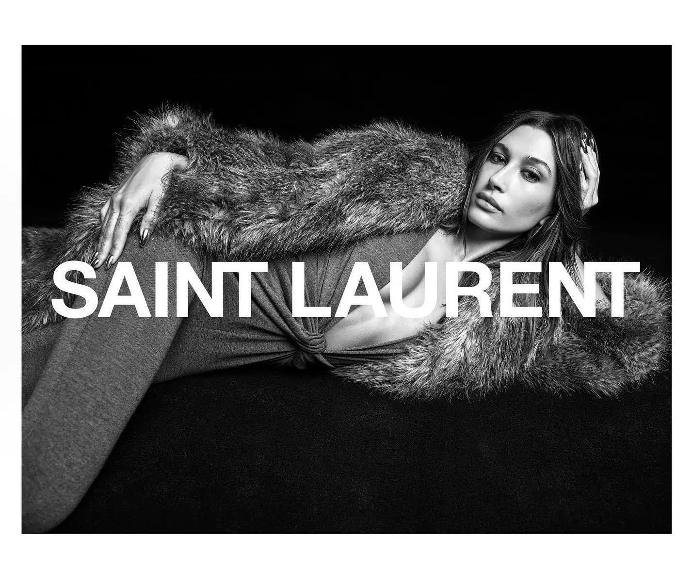 Hailey Bieber stars in Saint Laurent&rsquo;s Fall/Winter 2022 campaign.