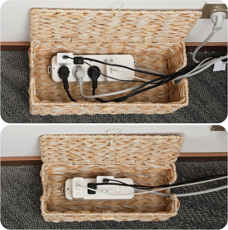 Posprica Cable Management Box with Lid (Set of 2) 