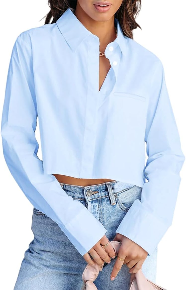 BONITEE Cropped Button-Down Shirt