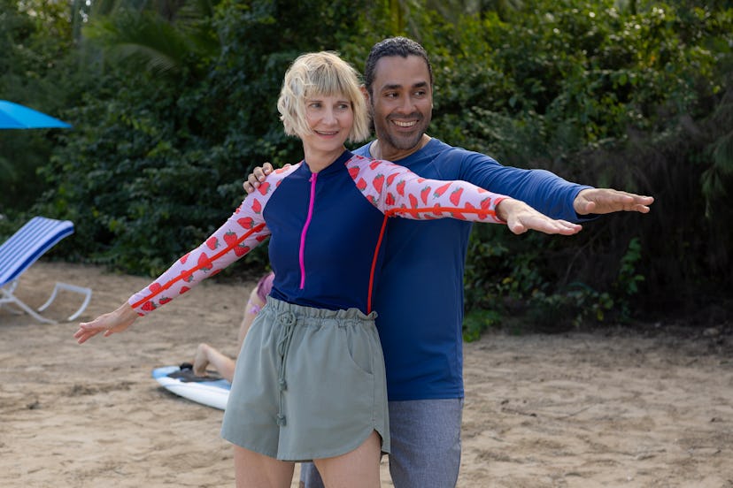 Kerri Kenney-Silver and Ricky Robles Cruz on The Four Seasons. Photo via Netflix