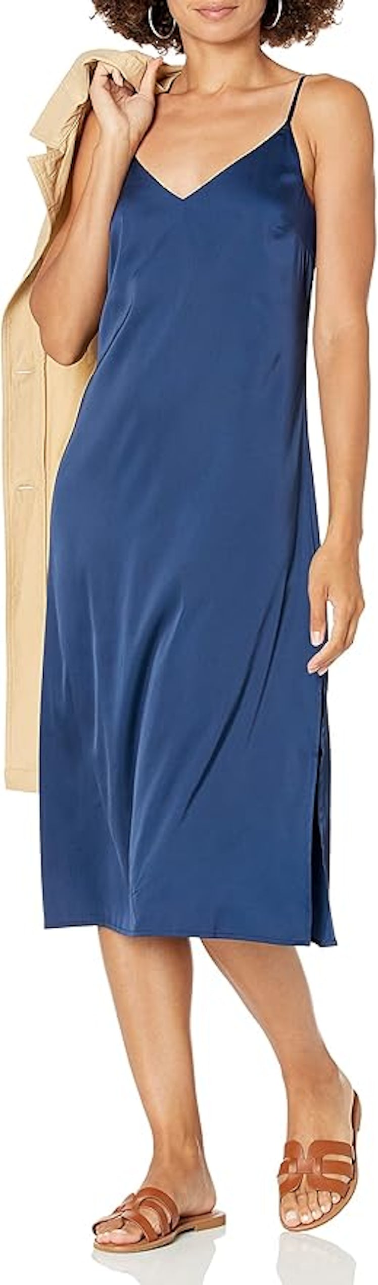 The Drop Silky V-Neck Midi Slip Dress
