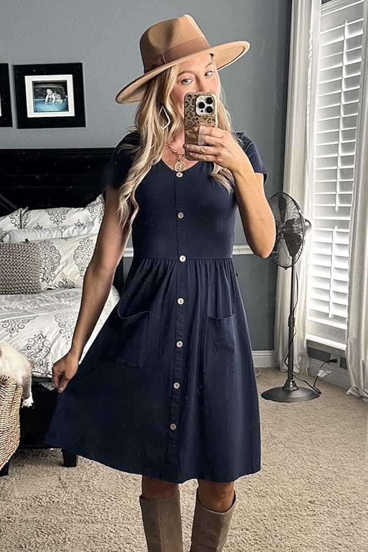 OUGES Button-Down Dress