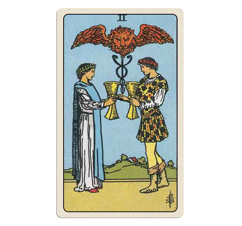 Your tarot card for Thursday May 15, 2025 is the Two of Cups.