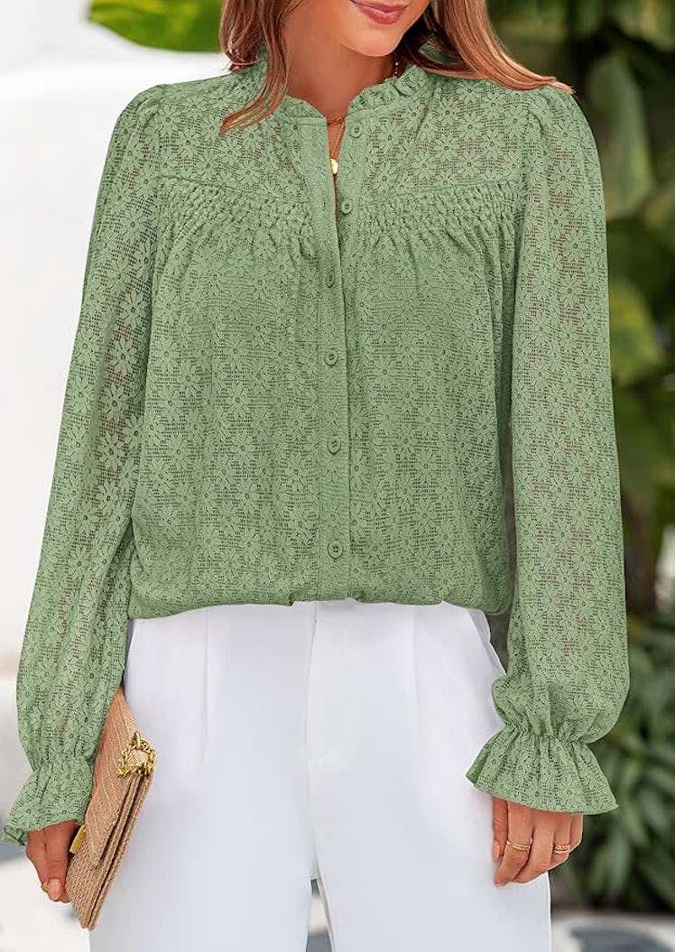 PRETTYGARDEN Eyelet Blouse
