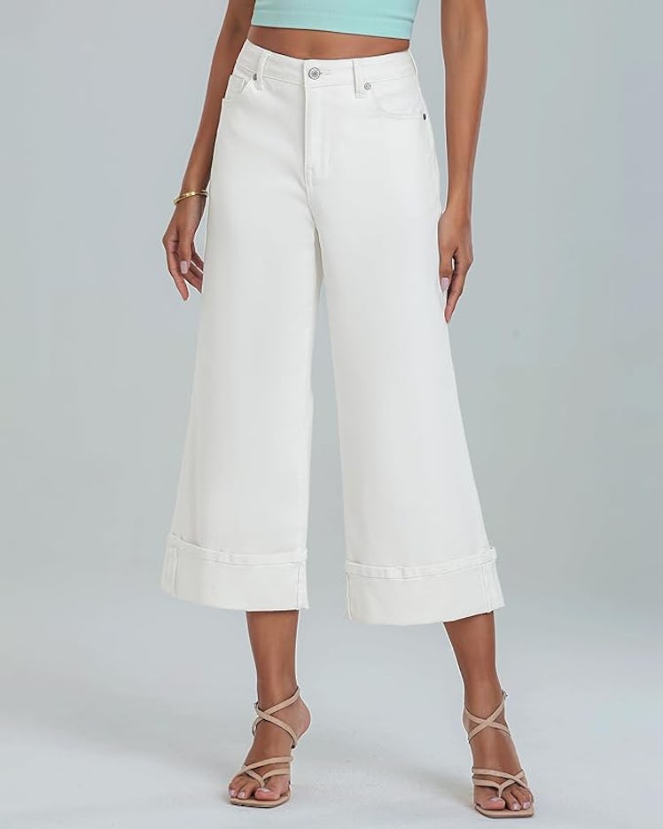 GRAPENT Cropped Wide Leg Jeans