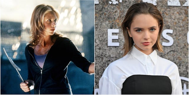 Sarah Michelle Gellar in the original 'Buffy the Vampire Slayer' and Ryan Kiera Armstrong.