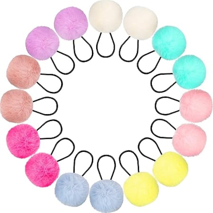 WILLBOND Pom Pom Hair Ties (16-Pack)