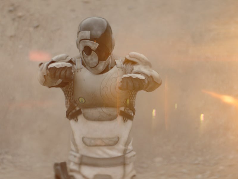 Episode 1. Alexander Skarsgård in "Murderbot," premiering May 16, 2025 on Apple TV+.